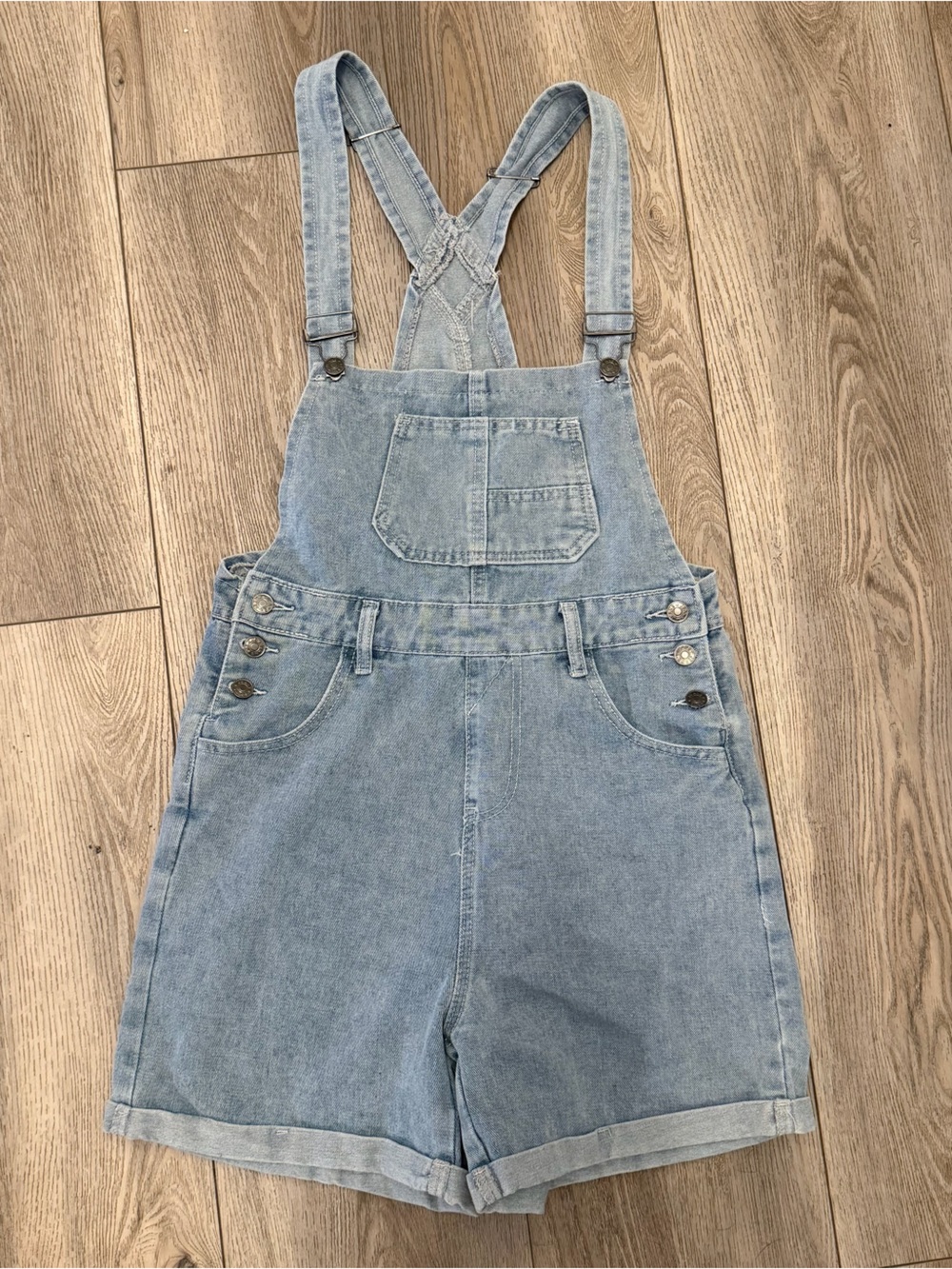 Women’sLight Blue Denim Short Overalls